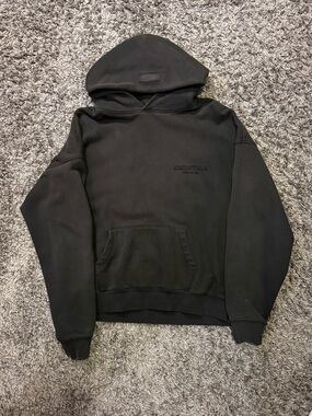 Essentials Men's Black Pullover Hoodie with Subtle Logo